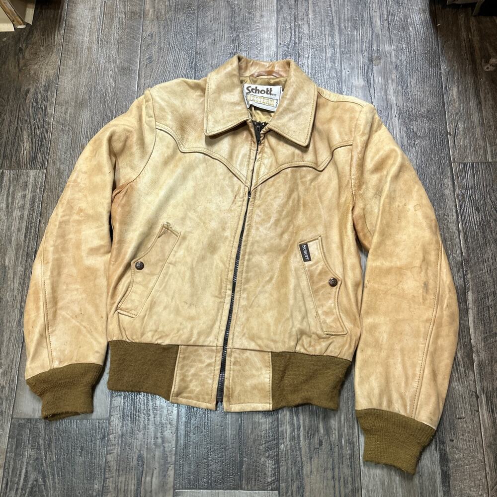 Vintage Schott Size 40 Rancher Western Brown Suede Leather Jacket Coat USA Read